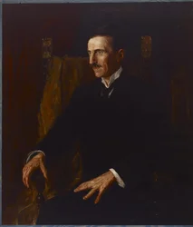Blaues Porträt von Nikola Tesla, 1916
